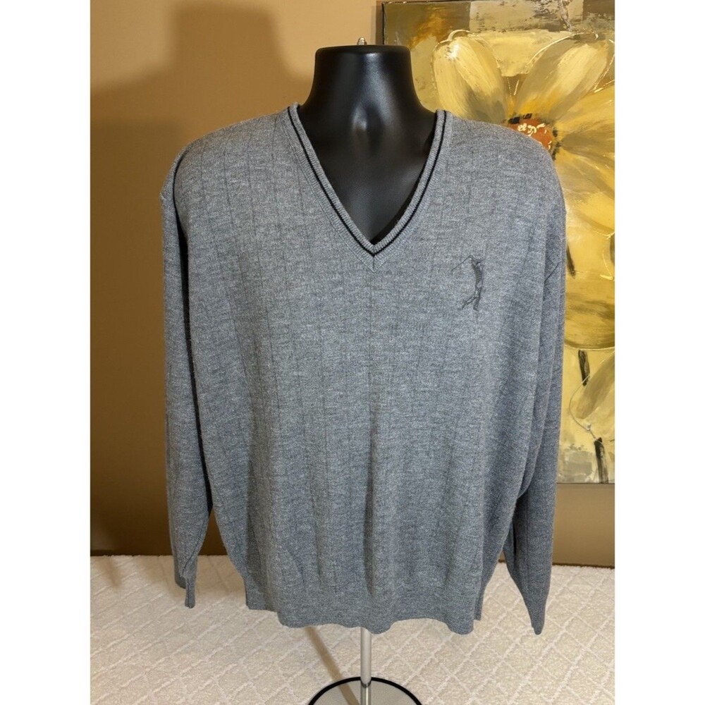 Vintage 80s Carmel Golf Embroidered Grey Sweater USA Made Men’s Large